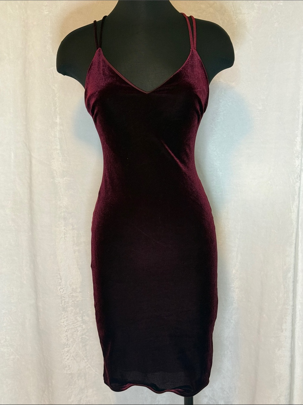 Velvet Slip Dress - wine